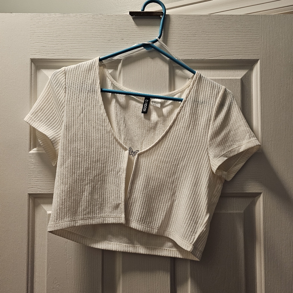 Cream Tied Crop Top